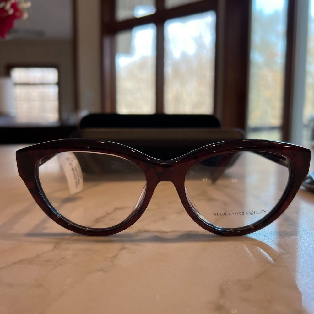 NWT Alexander McQueen AM0045OA Red/Tortoise Cat Eye Glasses Frames - Picture 7 of 12